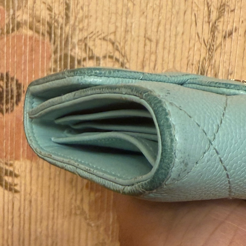 CHANEL Tiffany Blue Quilted Caviar Leather Compact Leather Wallet - Picture 9 of 17